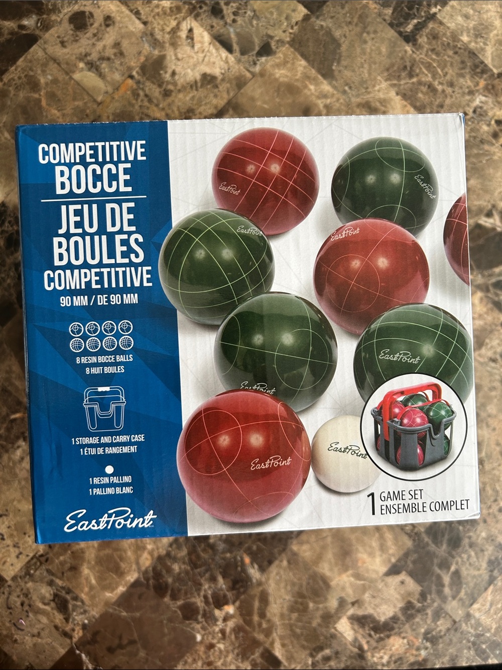 BNIB 🆕 EastPoint Competitive Bocce Ball Set - Resin balls & pallino & carry case